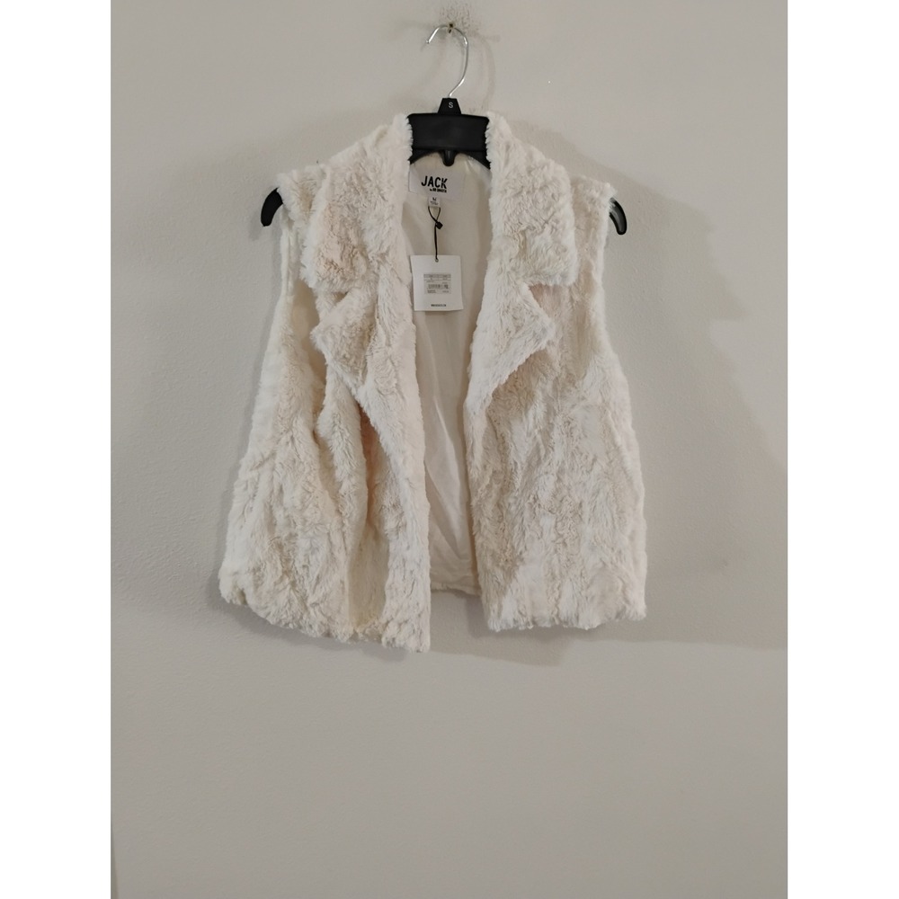 Jack by BB Dakota Ivory Faux Fur Vest Sleeveless Notched Lapel JJ301721 Medium